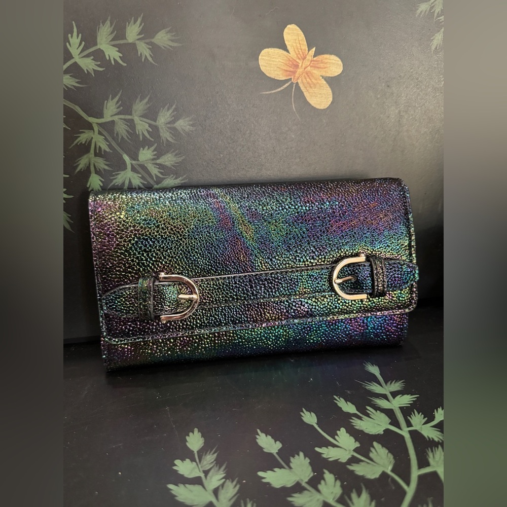 Henri Bendel Belmont Petrol Iridescent Oil Slick Wallet – Limited Edition